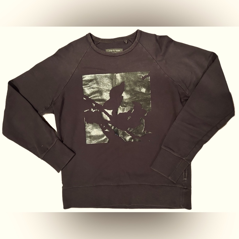 rag & bone Black Sweatshirt with Metallic Graphic